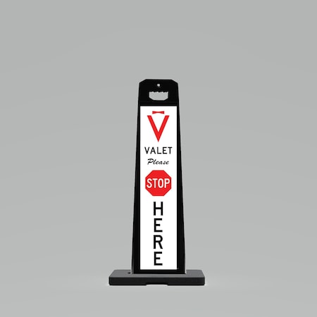 Plasticade 44.5x17.5x9in. Outdoor Standing Panel Sign, Double-Sided, Valet here PARK, 9 lb UV4109-BK-PRK6